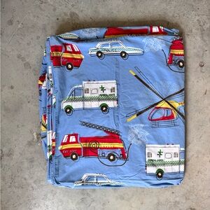 The Company Store Vehicle, Firetruck, Helicopter Boys Queen Cotton Duvet Cover